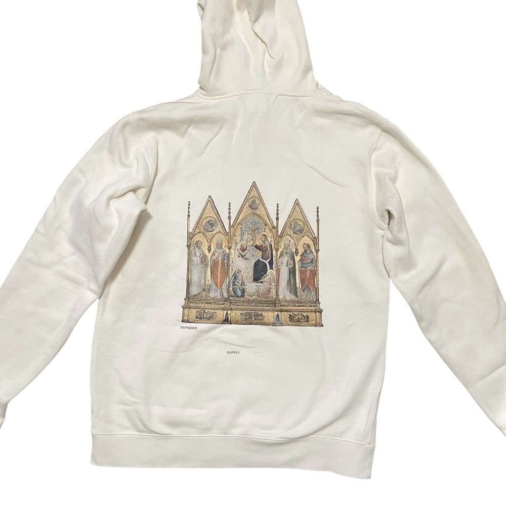 Outsider Supply Coronation Organic Heavyweight Hoodie Art Ivory Size M $180‎